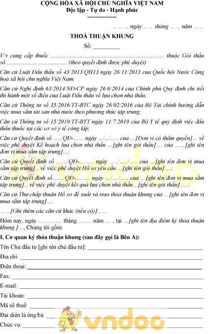 Mẫu thỏa thuận khung