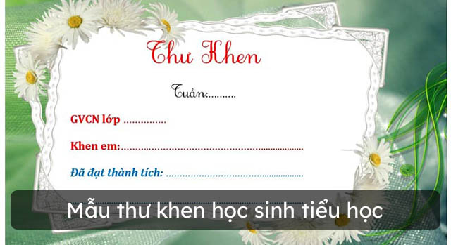 Mẫu thư khen học sinh tiểu học