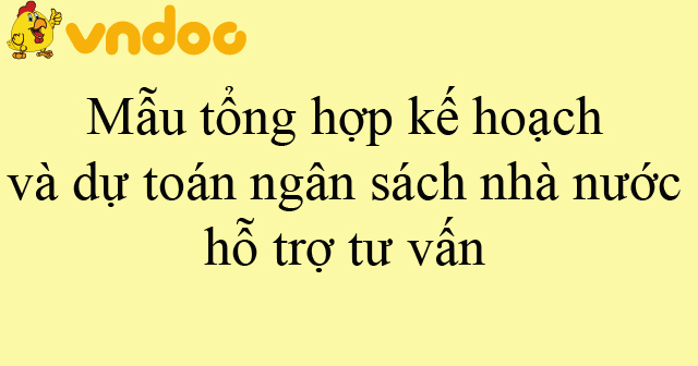 Mẫu tổng hợp kế hoạch và dự toán ngân sách nhà nước hỗ trợ tư vấn