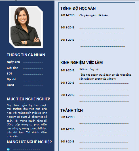 Mẫu CV xin việc kế toán