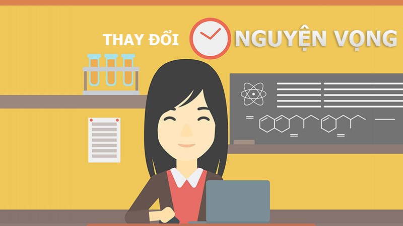 Hướng dẫn thao tác thay đổi nguyện vọng trên online và mẫu giấy.