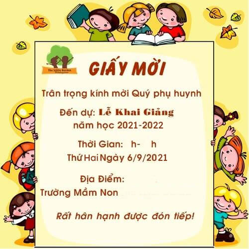 Thư mời khai giảng mầm non đẹp