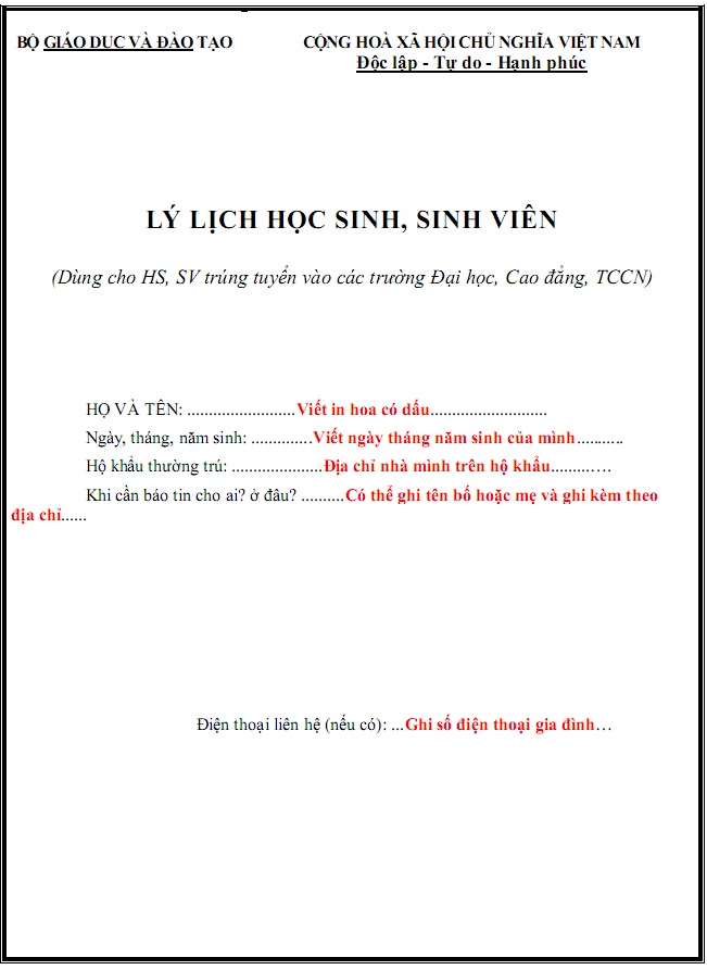 Thủ tục nhập học Đại học, Cao đẳng, Trung cấp 2019