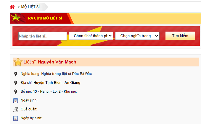 Tìm mộ liệt sĩ