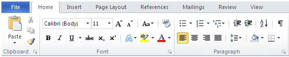 Thanh Ribbon trong Microsoft Word 2010