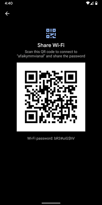 Mã QR hiển thị mật khẩu WiFi đã lưu