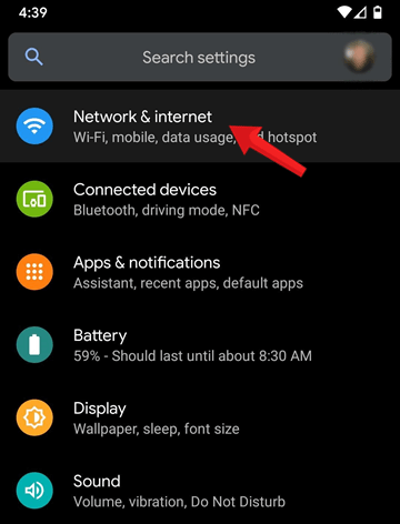 Vào Kết nối và internet trong Cài đặt Android