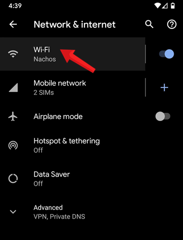 Mở danh sách WiFi